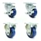 Service Caster 3.5 Inch Blue Polyurethane Swivel Top Plate Caster Set with 2 Brake 2 Rigid SCC SCC-20S3514-PPUB-BLUE-TLB-TP2-2-R-2 - alternate 1